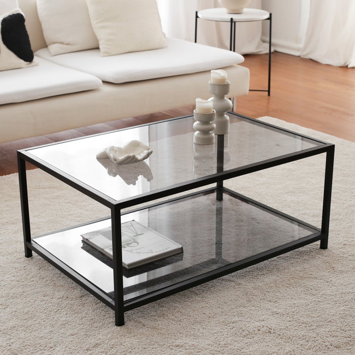 Hanah Home Mesa de Centro Astro con Cristal Templado Ahumado